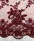 Burgundy Floral Embroidered Lace Table Runner by the Yard, 14" Wide Sequin Mesh Lace Trim with Scalloped Edges